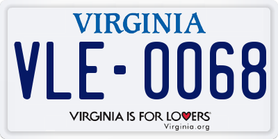 VA license plate VLE0068