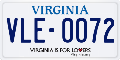 VA license plate VLE0072
