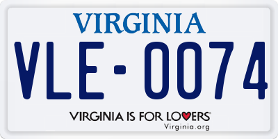 VA license plate VLE0074