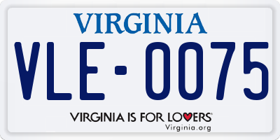 VA license plate VLE0075