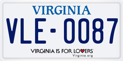 VA license plate VLE0087