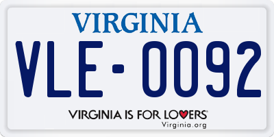 VA license plate VLE0092