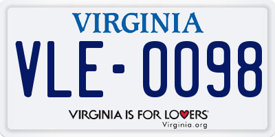 VA license plate VLE0098
