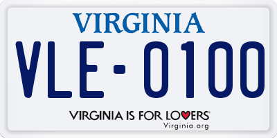 VA license plate VLE0100