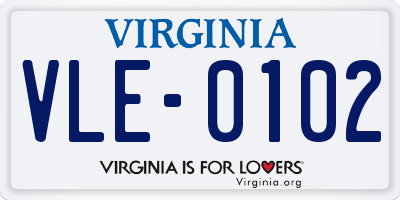 VA license plate VLE0102