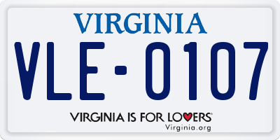 VA license plate VLE0107
