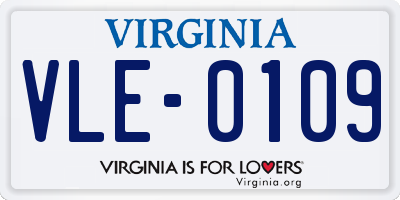 VA license plate VLE0109