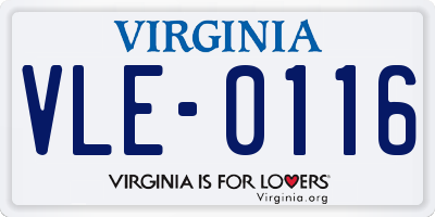 VA license plate VLE0116