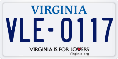 VA license plate VLE0117