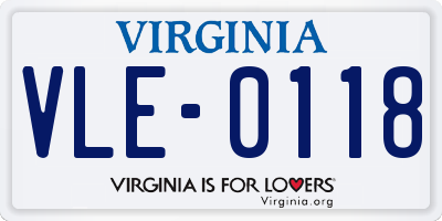 VA license plate VLE0118
