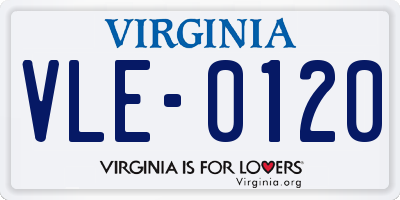 VA license plate VLE0120