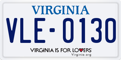 VA license plate VLE0130