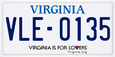 VA license plate VLE0135