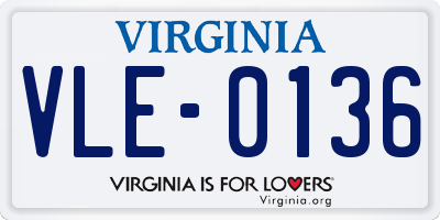 VA license plate VLE0136