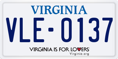 VA license plate VLE0137