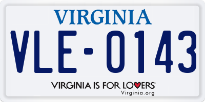 VA license plate VLE0143