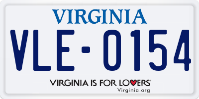 VA license plate VLE0154