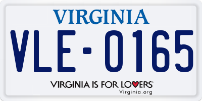 VA license plate VLE0165