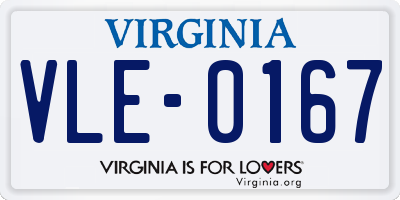 VA license plate VLE0167
