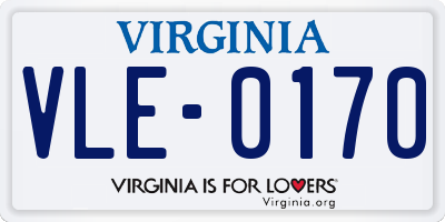 VA license plate VLE0170