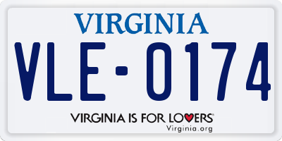 VA license plate VLE0174