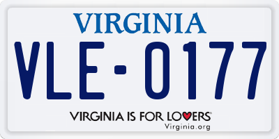 VA license plate VLE0177