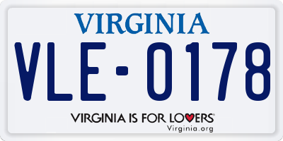 VA license plate VLE0178