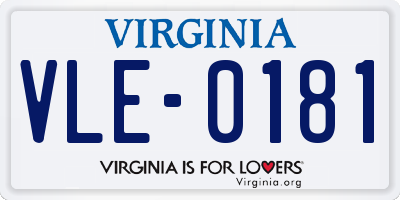 VA license plate VLE0181