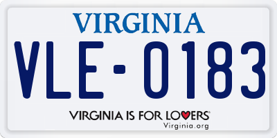 VA license plate VLE0183