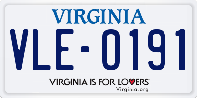 VA license plate VLE0191