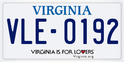 VA license plate VLE0192