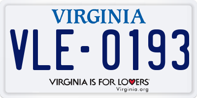 VA license plate VLE0193