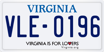 VA license plate VLE0196