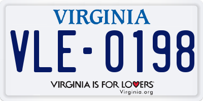 VA license plate VLE0198