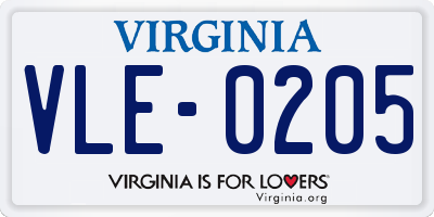 VA license plate VLE0205