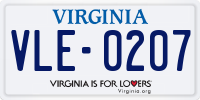 VA license plate VLE0207
