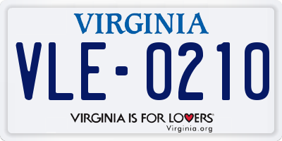 VA license plate VLE0210