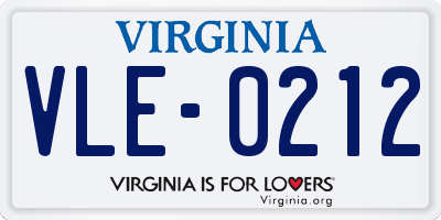 VA license plate VLE0212