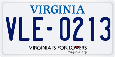 VA license plate VLE0213