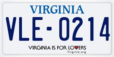 VA license plate VLE0214