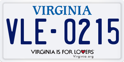 VA license plate VLE0215