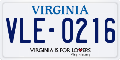 VA license plate VLE0216