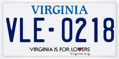 VA license plate VLE0218
