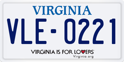 VA license plate VLE0221