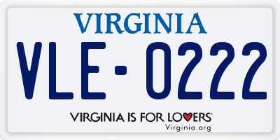 VA license plate VLE0222