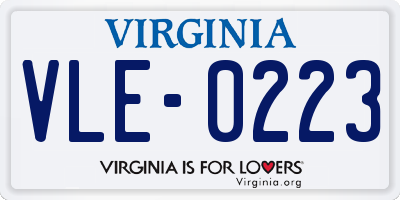 VA license plate VLE0223