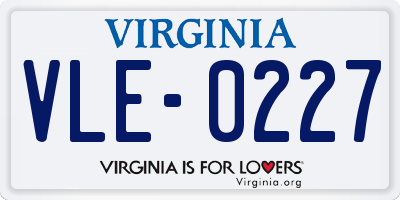 VA license plate VLE0227