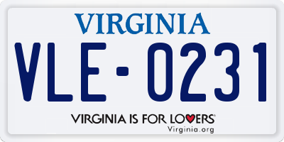 VA license plate VLE0231