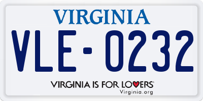 VA license plate VLE0232