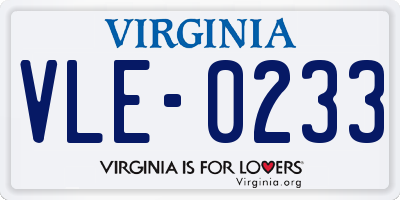 VA license plate VLE0233